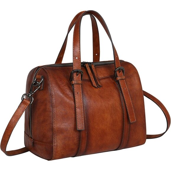 Designer Women's Brown Leather Satchel Handbag - Spacious & Stylish Travel Purse